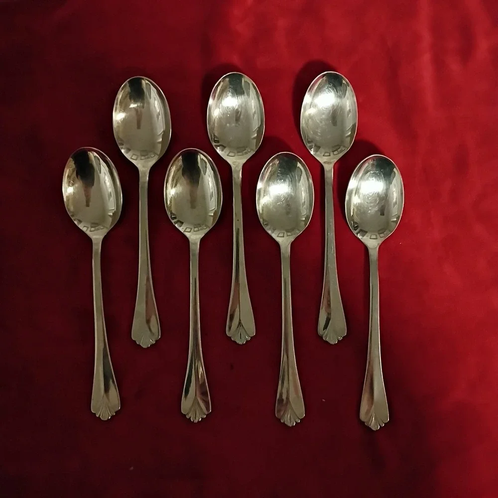 7 Soup Spoons Farberware BAYPORT Stainless Flatware Silverware Replacement 7.25